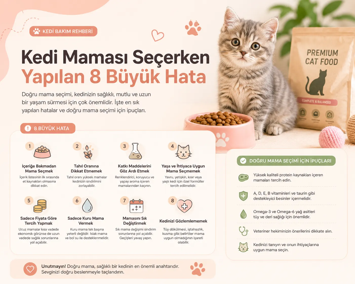 Kedi Maması Seçerken Yapılan 8 Büyük Hata