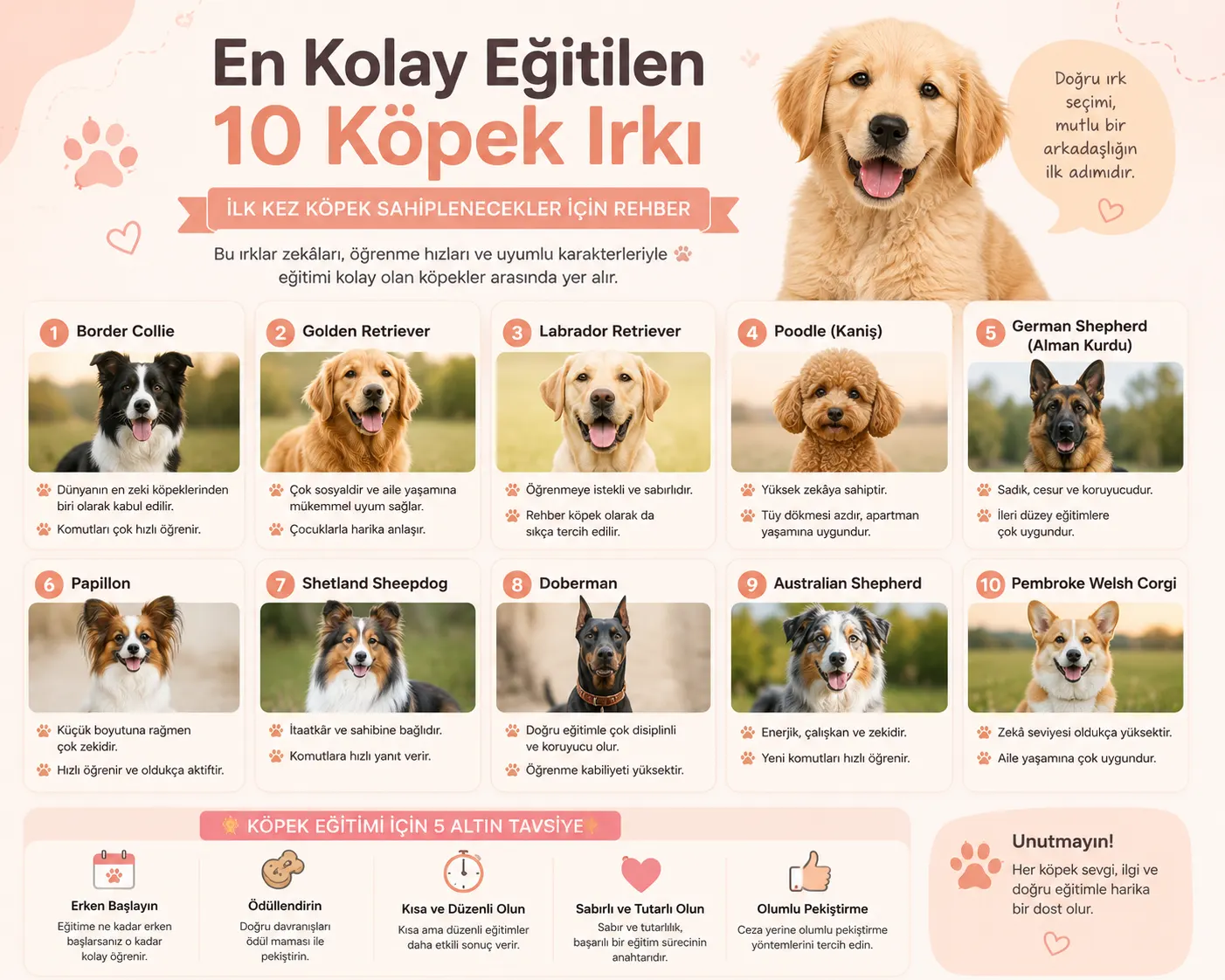 En Kolay Eğitilen 10 Köpek Irkı